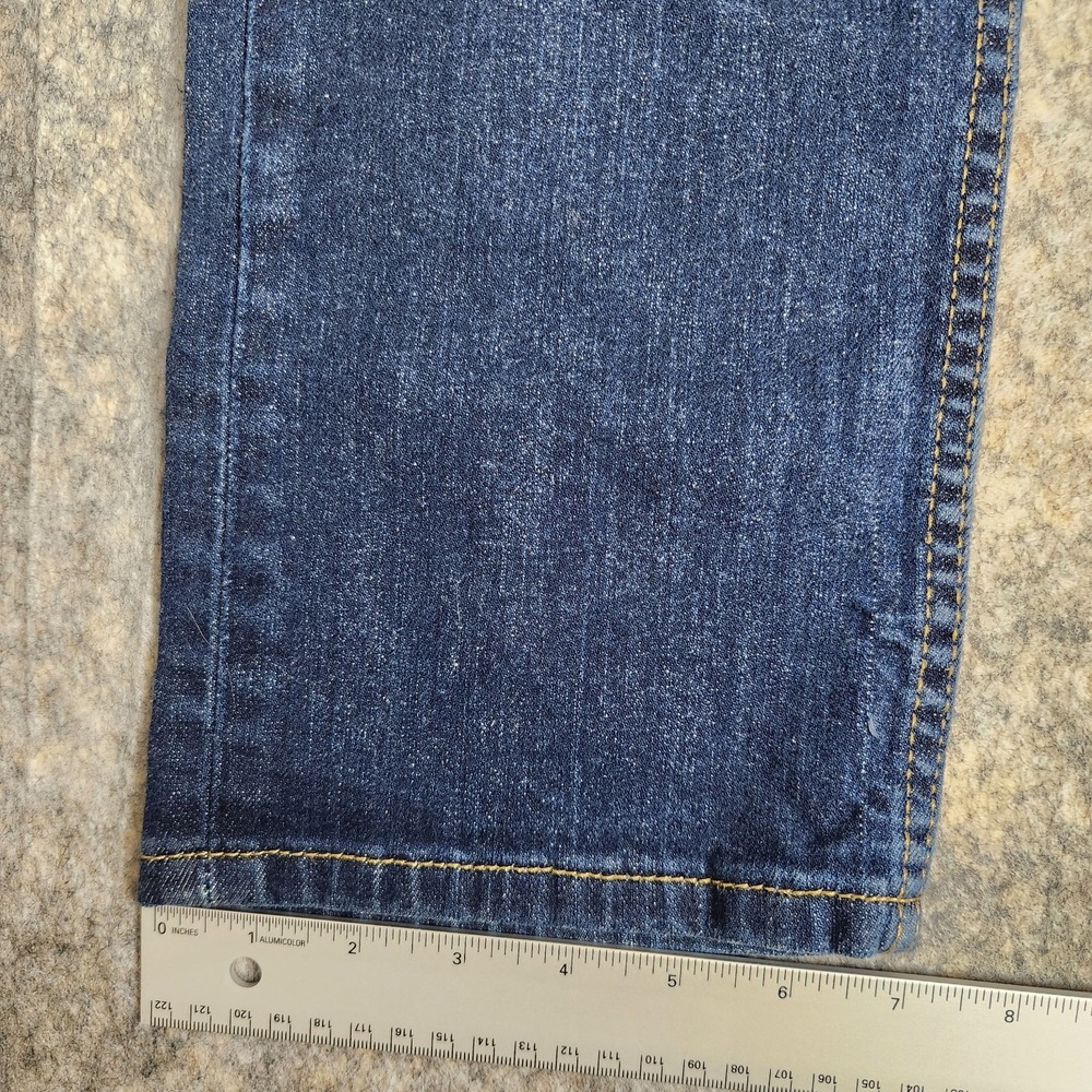 Levis 513 Jeans Men 32x31 Blue Dark Wash Slim Straight Denim Embroidered Skater‎ - Picture 3 of 9